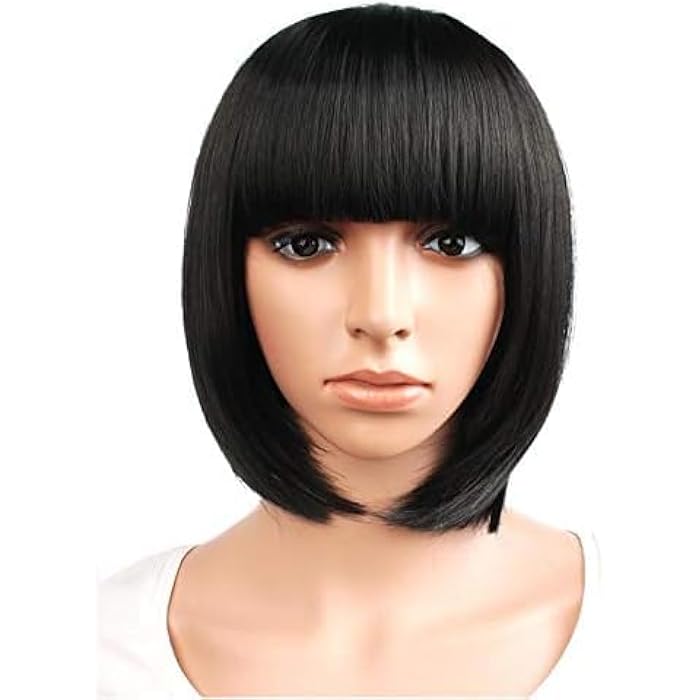 DILLARDS Short Straight Synthetic Wig Black Heat Resistant Daily Use - Image 3